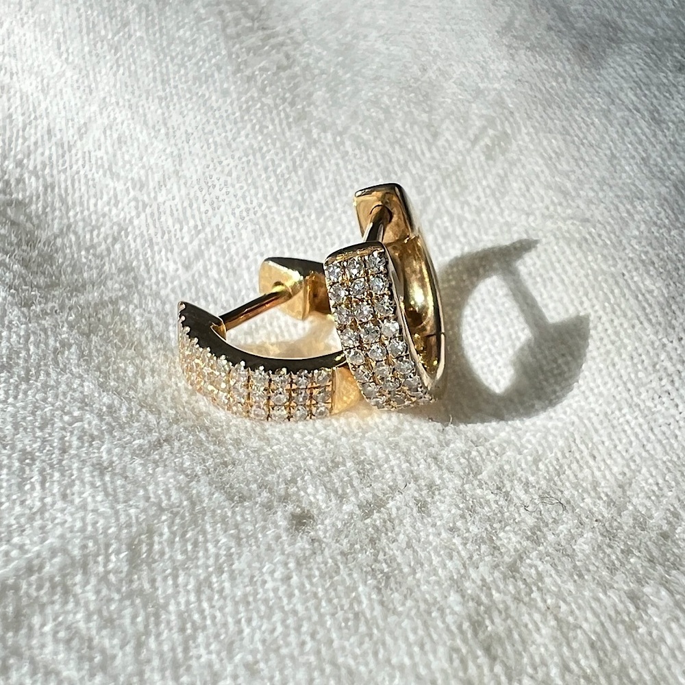 Petite Triple Row Huggies - 14k & Natural Diamonds